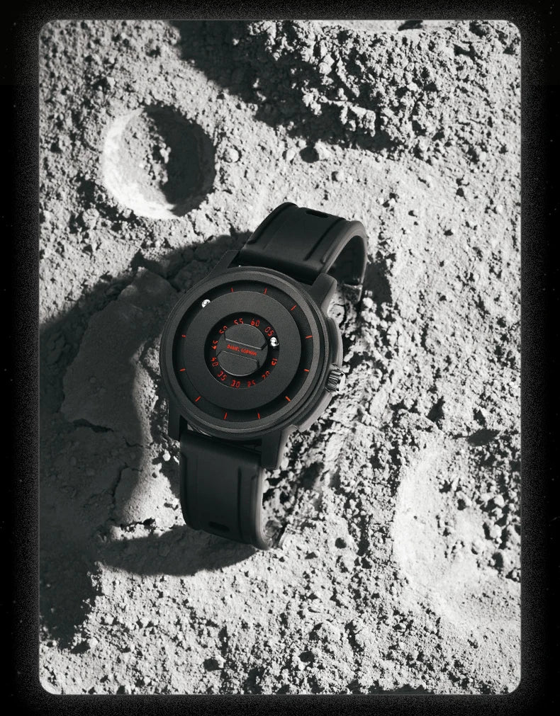 RBB New Men’s Black Stainless Steel Quartz Wristwatch – Magnetic Bead Pointer, Conceptual Dial, Casual Style