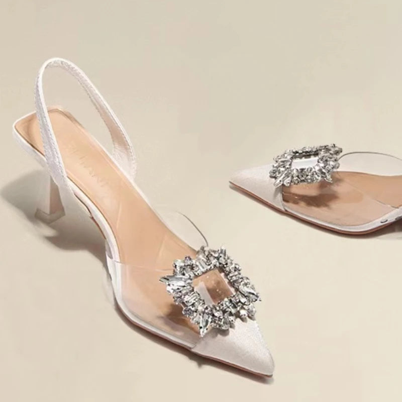 RBB Spring & Autumn Crystal Transparent Pointed Toe Women’s High Heels
