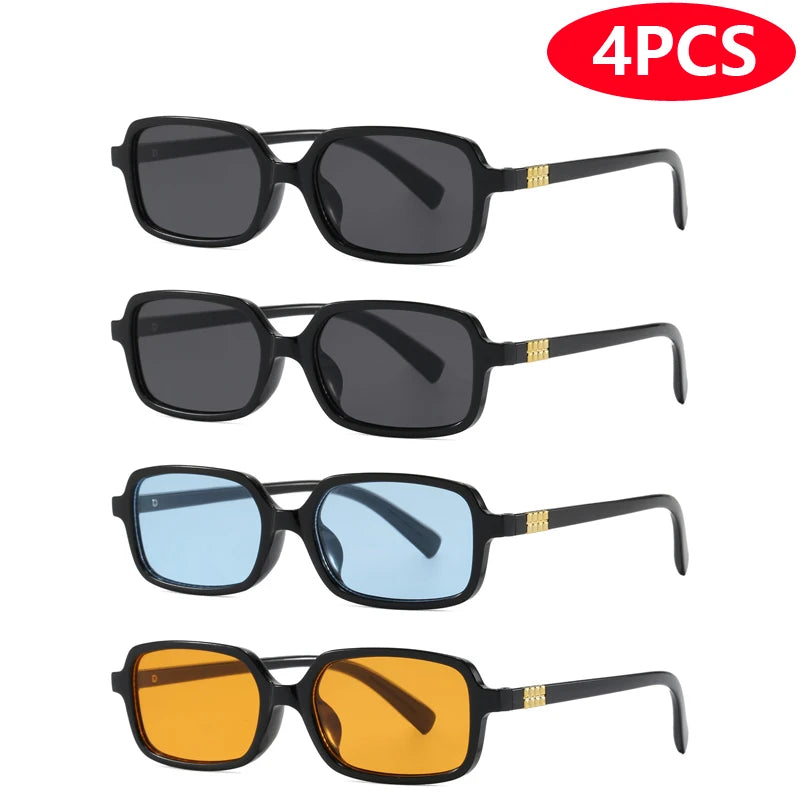 RBB Small Square Sunglasses Set (4pcs/6pcs) – Minimalist Retro UV400 Eyewear for Women & Men
