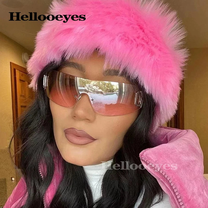 RBB Y2K One-Piece Sunglasses – Unisex UV400 Designer Punk Sports Shades