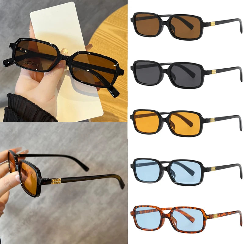RBB Small Rectangular Sunglasses Set – Minimalist Retro UV400 Eyewear for Women & Unisex