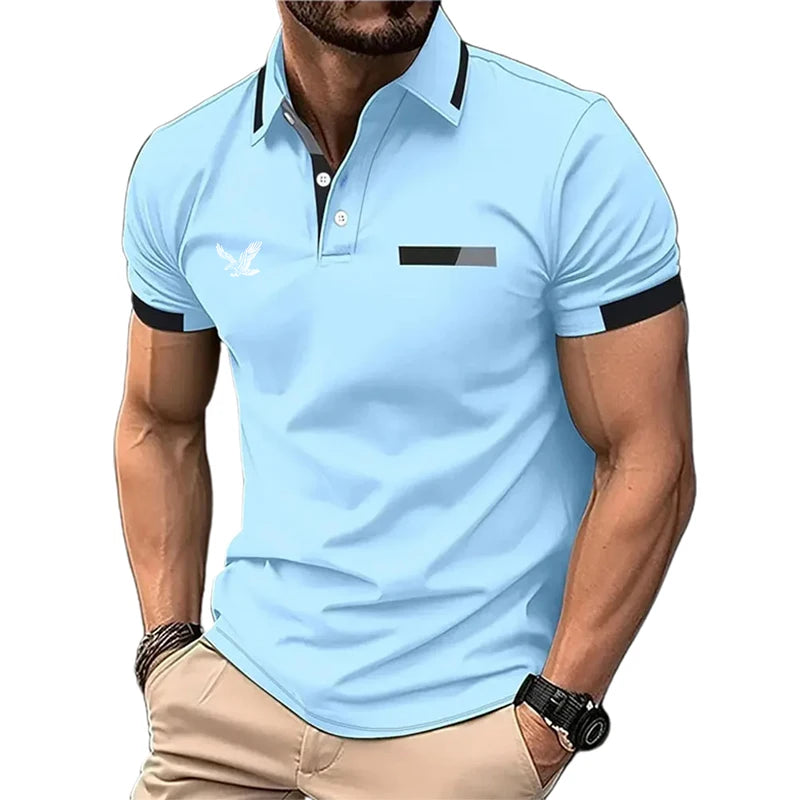 RBB Men’s Color Block Golf Polo Shirt – Casual Lapel Collar, Short Sleeve, Patchwork Design | Spring & Summer Regular Fit