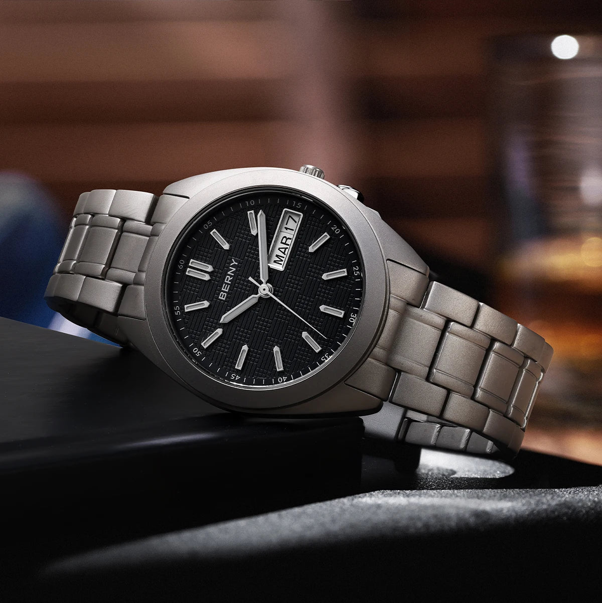 RBB Titanium Men’s Quartz Watch – Date & Week Calendar, Sapphire Crystal, Super Luminous, 38mm, 10ATM Waterproof