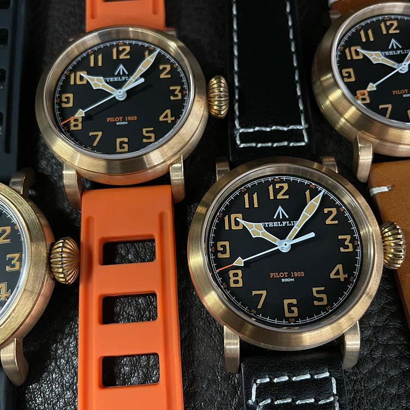 RBB 40mm Men's Bronze Pilot Quartz Wristwatch – 20ATM Waterproof, Luminous, Sapphire