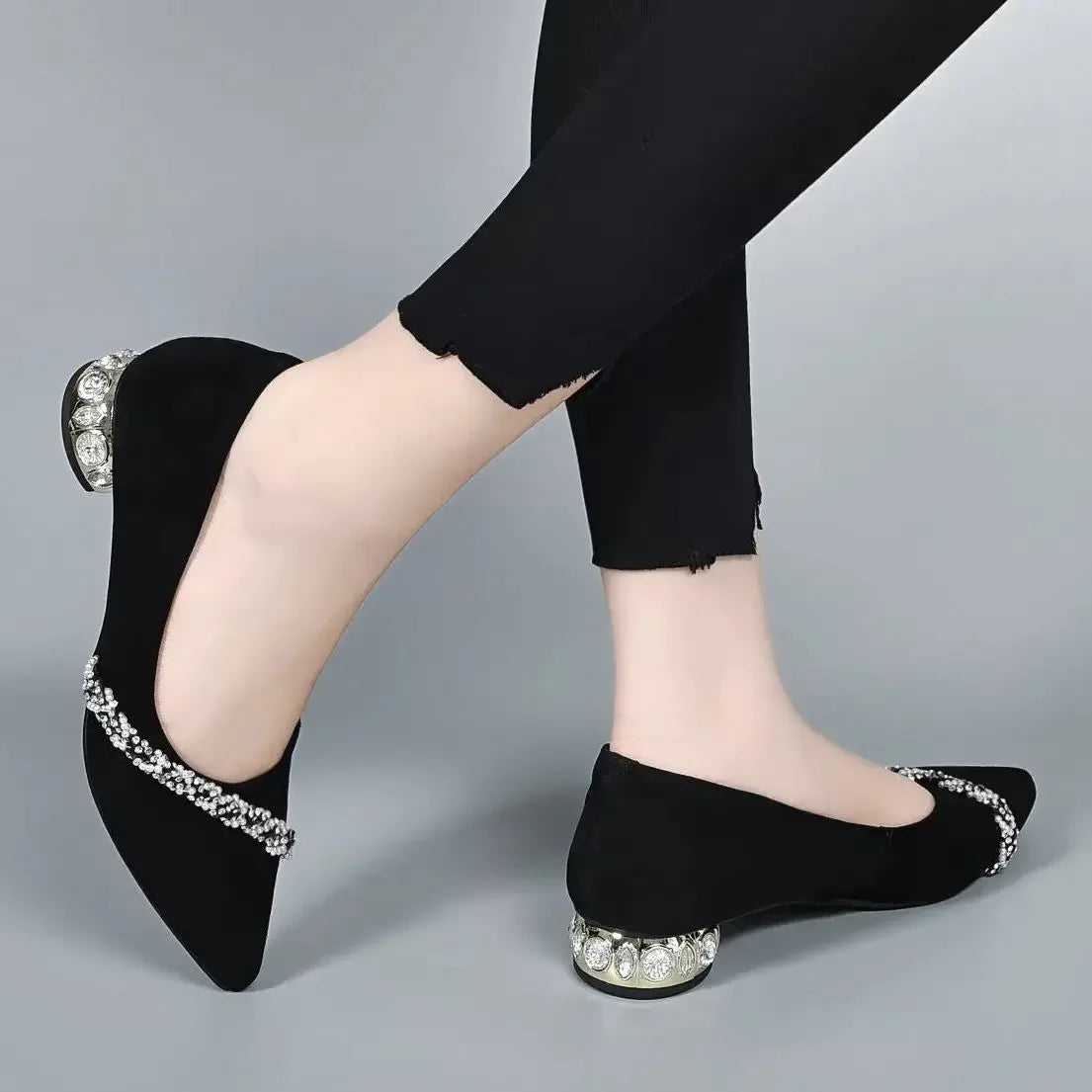 RBB Luxe Block Heels – Elegant Pointed Toe Chunky Pumps for Office & Everyday Chic