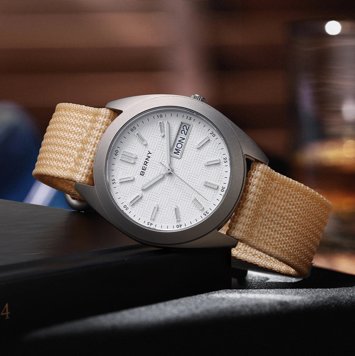 RBB Titanium Men’s Quartz Watch – Date & Week Calendar, Sapphire Crystal, Super Luminous, 38mm, 10ATM Waterproof