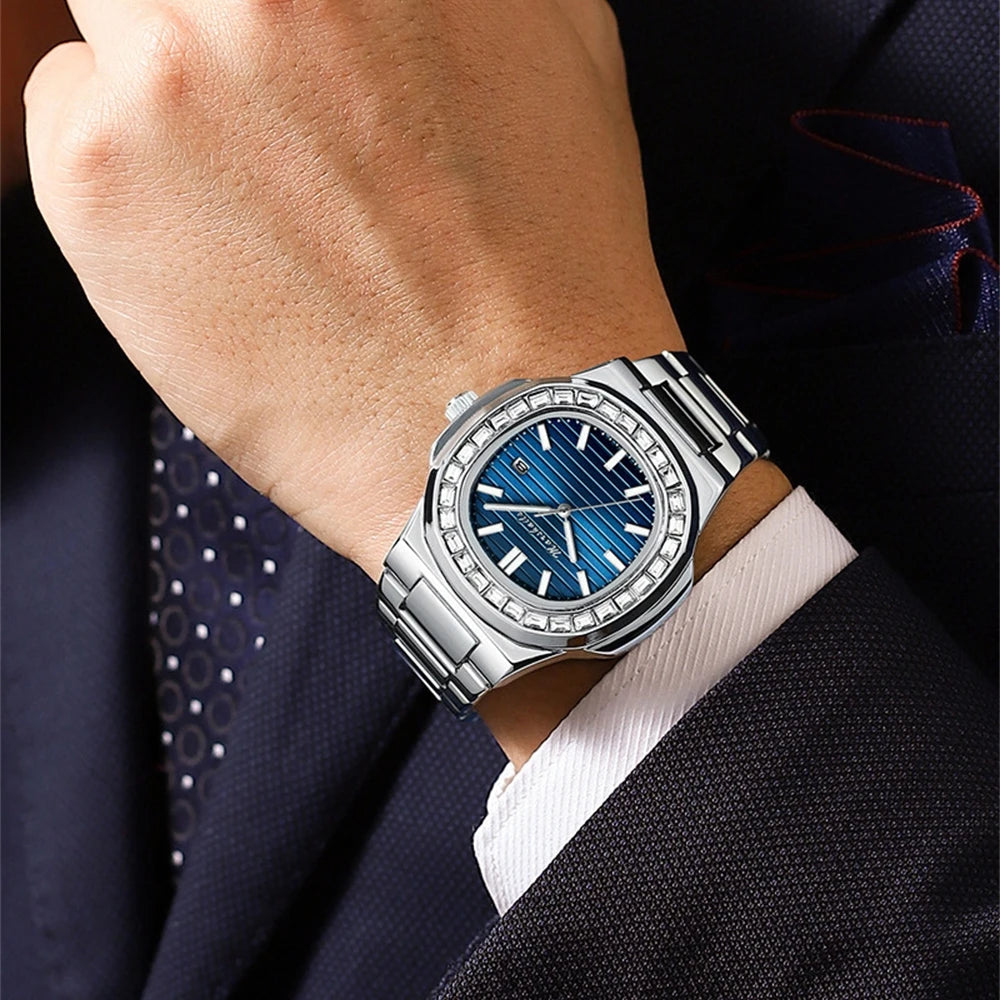 RBB Men's Luxury Business Sports Watch 2024 – Shell Hollow Design Quartz Steel Wristwatch