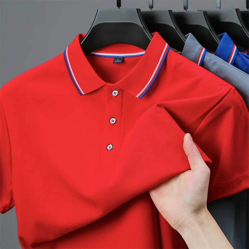 RBB 2025 Men’s Casual Solid Color Polo Shirt – Short Sleeve, Summer Fashionable & Comfortable Versatile Top