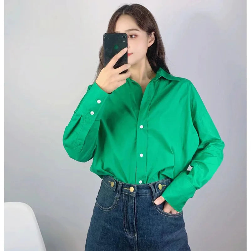 RBB Women's Multicolor Oversized Shirt – Long Sleeve Button-Up Streetwear Blouse (Summer Collection)