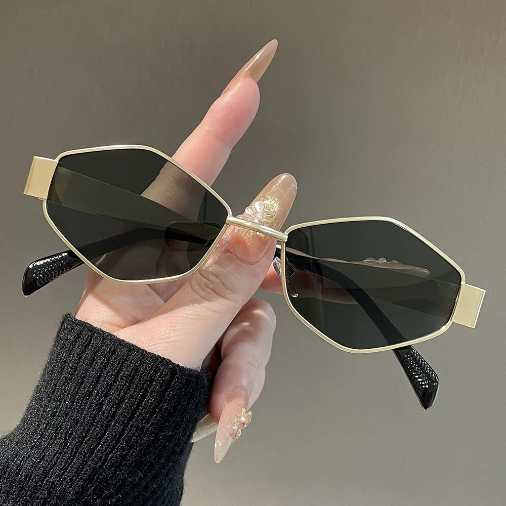 RBB Fashion Sunglasses – Women’s Polygon Metal Frame UV400 High-Quality Luxury Eyewear