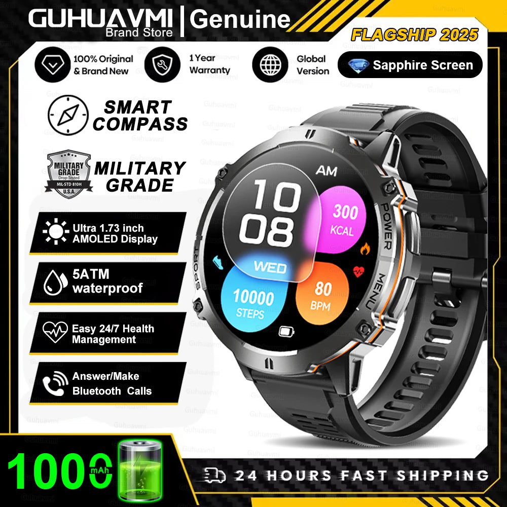RBB X3 Rugged Smartwatch – 1000 mAh Battery, GPS Tracking & Bluetooth Calls