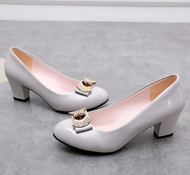 RBB Luxury Y2K Block Heel Pumps with Bow – Formal Chunky Heels for Women