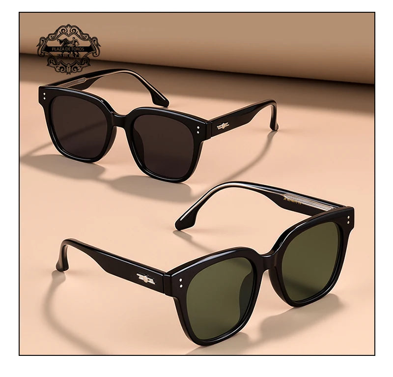 RBB Polarized Rivet Square Sunglasses – Unisex Green Lenses Designer Eyewear 2025