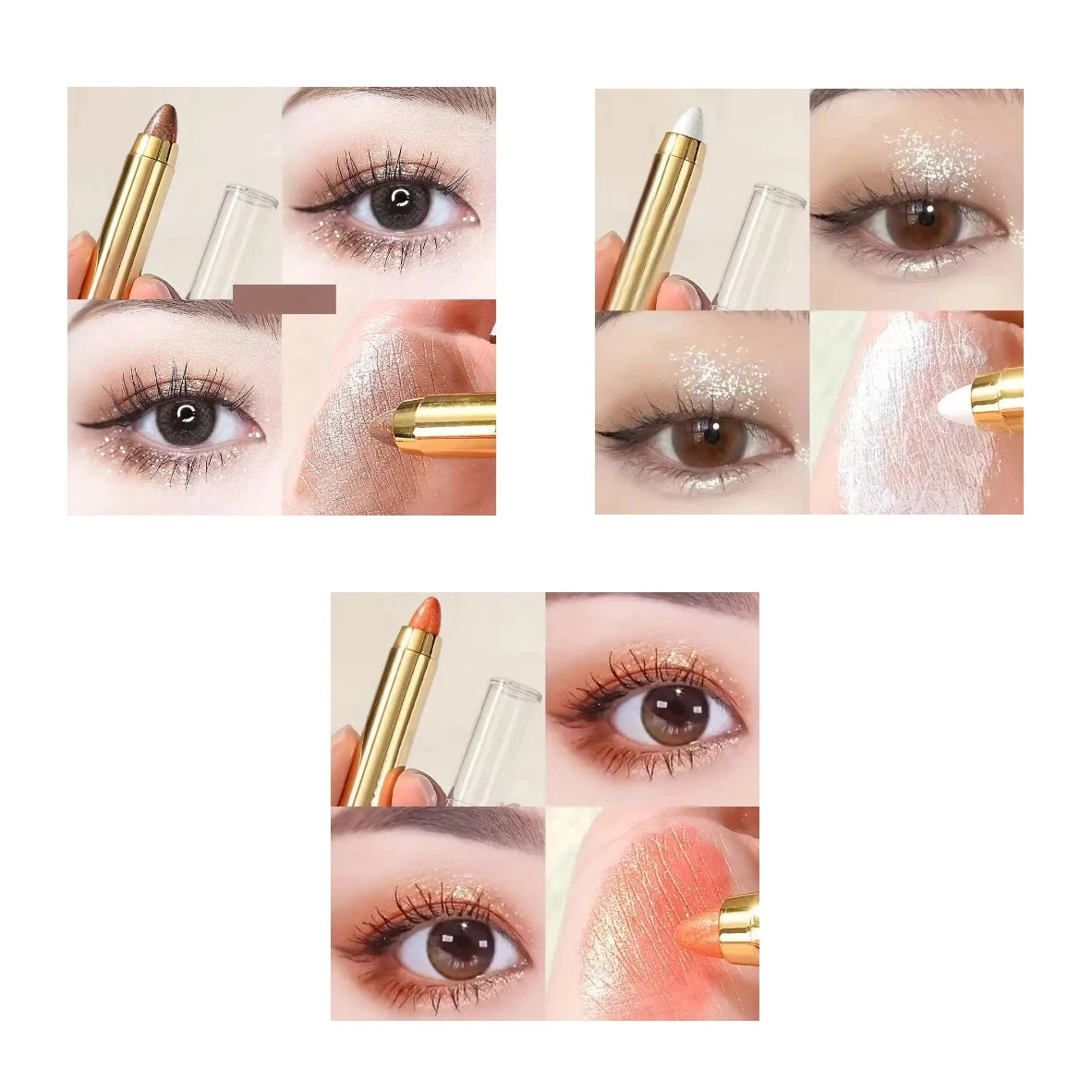 Double-Sided Eyeshadow Stick – Pearly Glitter Highlighter & Matte Brightening Pen