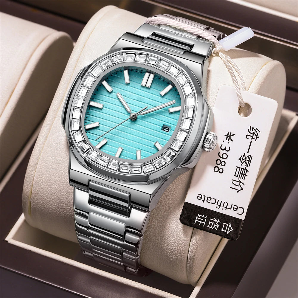 RBB Men's Luxury Business Sports Watch 2024 – Shell Hollow Design Quartz Steel Wristwatch