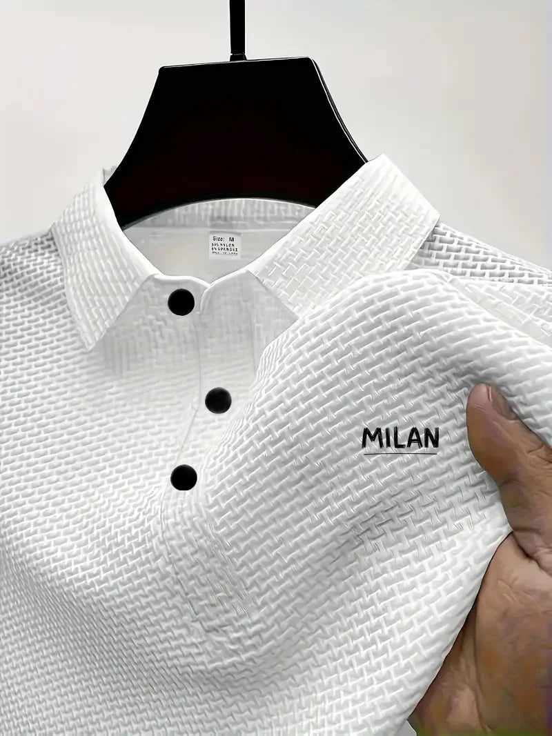 RBB Classic Men’s Polo Shirt – Milan-Inspired Pattern, Soft & Breathable Quick-Dry Fabric | Casual Short Sleeve T-Shirt