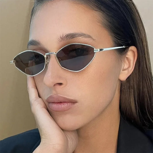 RBB Diamond Polygon Metal Sunglasses for Women | 2025 Minimalist Small Frame Fashion Shades