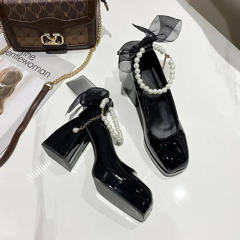 RBB 2024 Women's Mary Jane Platform High Heels – Elegant White Pumps