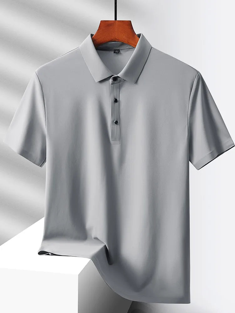 Men's Summer Quick-Dry Ice Silk Short Sleeve T-Shirt — Lightweight Nylon Fabric, Middle-Aged Casual Dad Tee