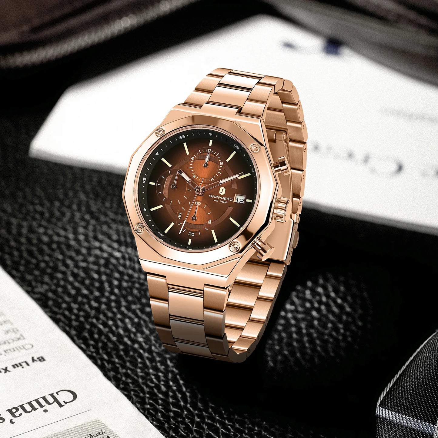 RBB Excellence Chronograph – Men's Luxury Sports Watch with Waterproof Design & Running Seconds