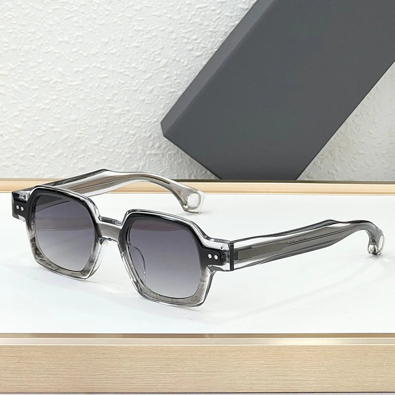 RBB Thick Acetate Square Sunglasses – UV400 Gradient Lenses, Unisex Designer Shades with Case