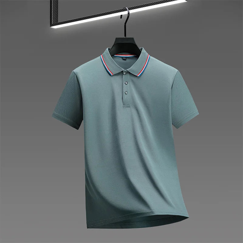 RBB 2025 Men’s Casual Solid Color Polo Shirt – Short Sleeve, Summer Fashionable & Comfortable Versatile Top