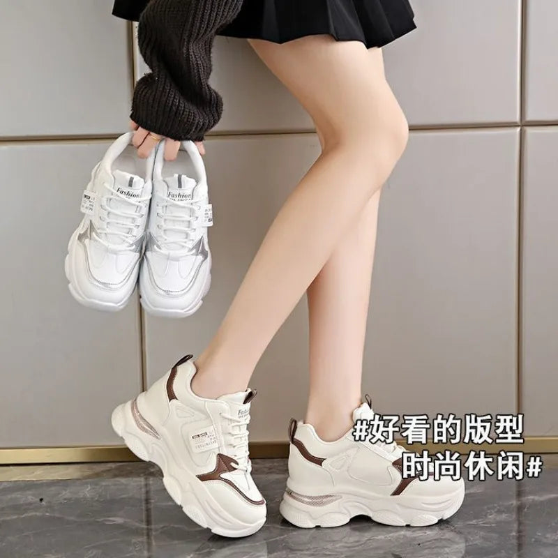 Women’s White Sport Sneakers – Thick Sole, Ultra-Light Platform, Casual & Running Shoes (Spring/Autumn 2025)