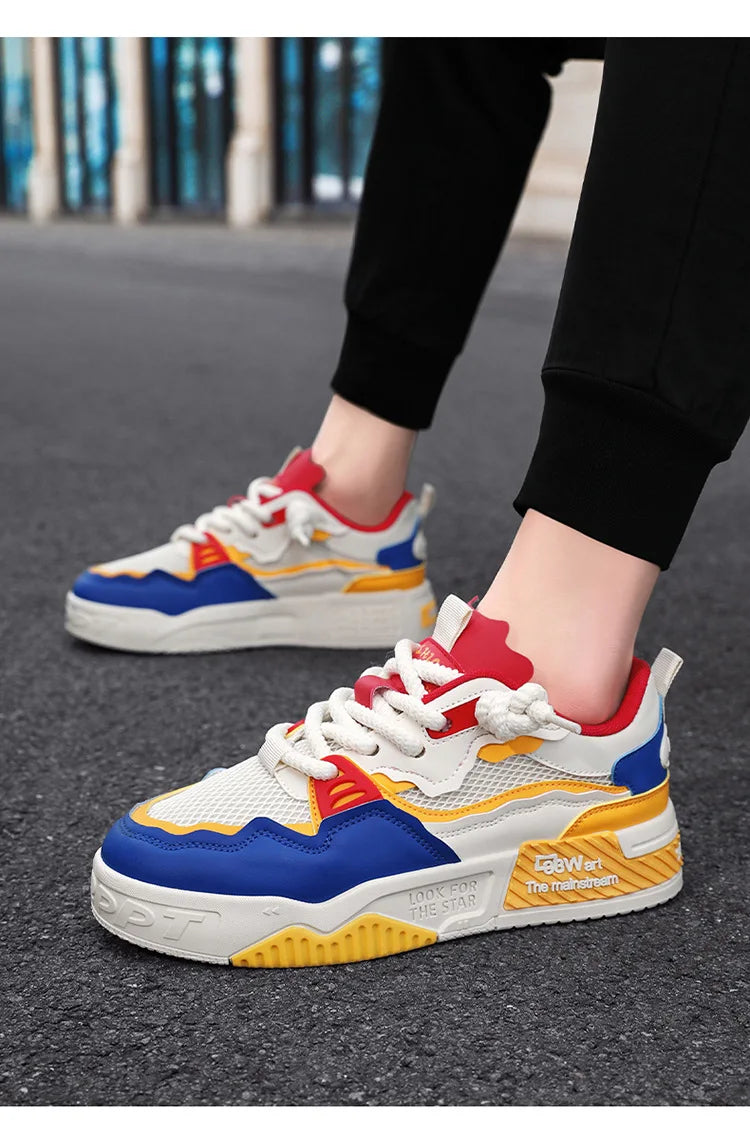 2025 Men’s Large-Size All-Season Soft Sole White Sneakers – Versatile Fashion Sports Shoes