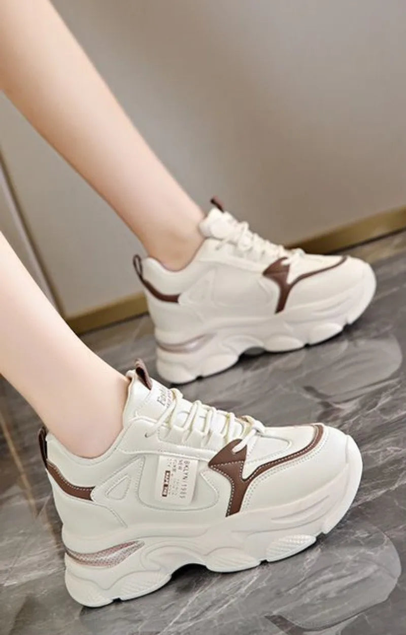 Women’s White Sport Sneakers – Thick Sole, Ultra-Light Platform, Casual & Running Shoes (Spring/Autumn 2025)