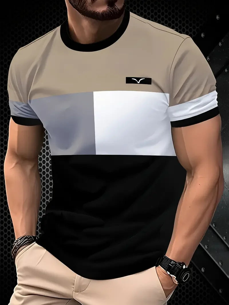 RBB Summer Men's Oversized Stripe Print T-Shirt – Casual Loose Fit, Short Sleeve Round Neck Streetwear Top