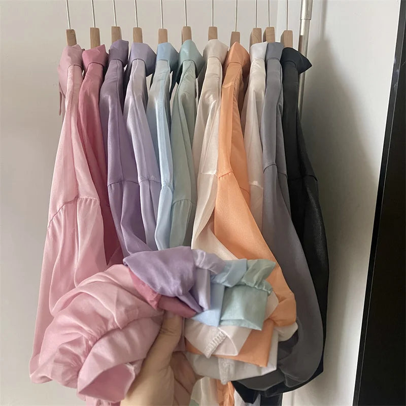 RBB Women’s Semi-Sheer Shimmer Long Sleeve Shirt – Lightweight Button-Down Collared Top for Spring/Summer