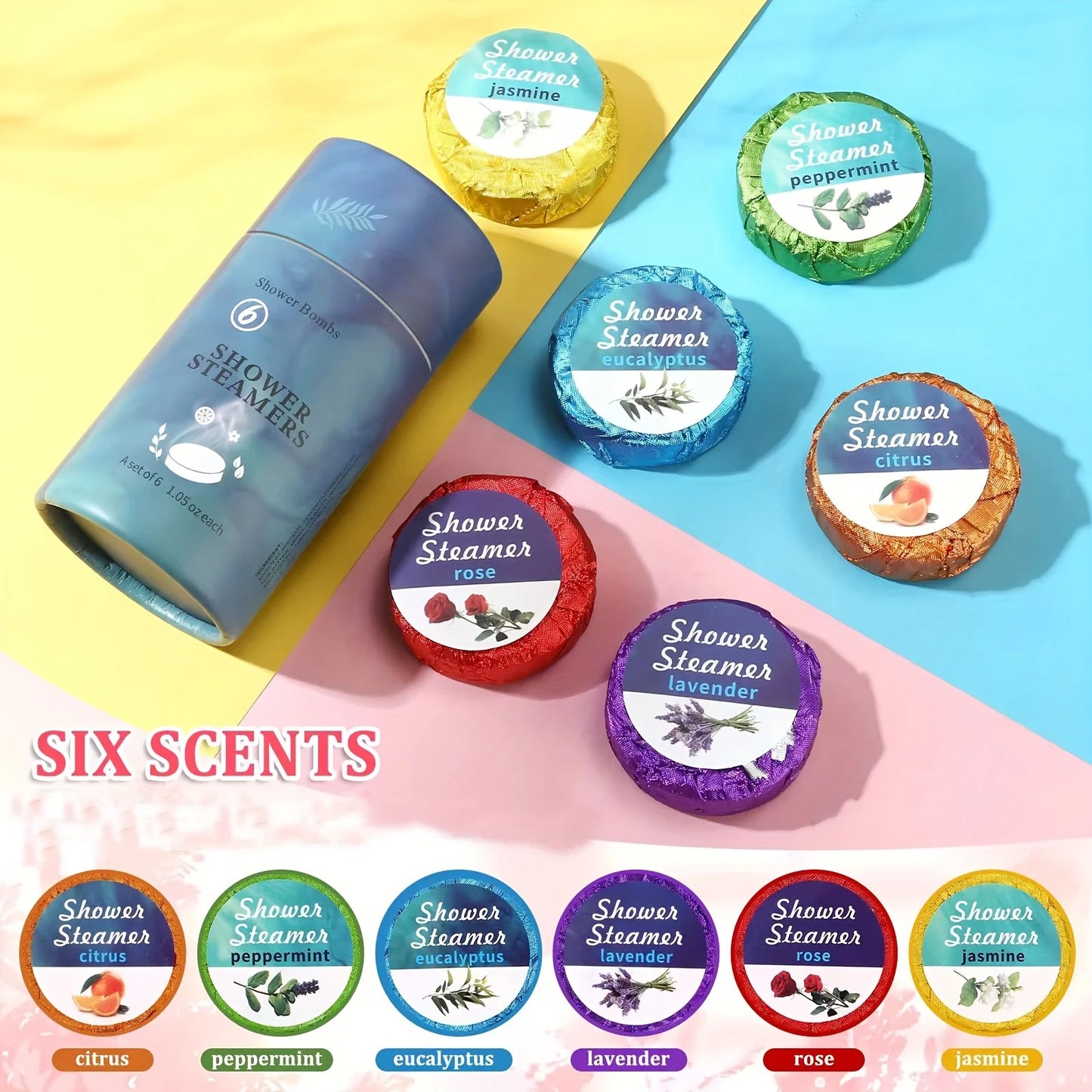 6-Pack Shower Steamers – Aromatherapy Gift Set for Women & Men