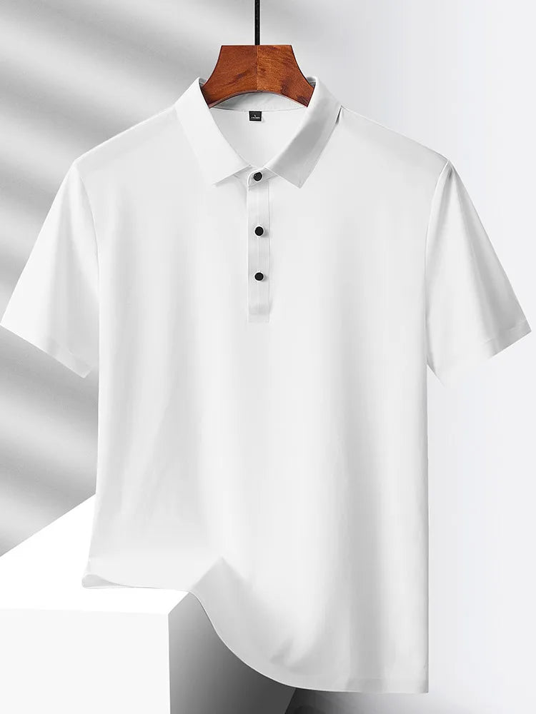 Men's Summer Quick-Dry Ice Silk Short Sleeve T-Shirt — Lightweight Nylon Fabric, Middle-Aged Casual Dad Tee