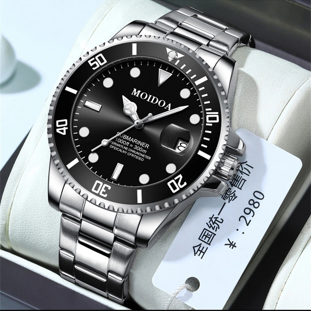 RBB Men's Luxury Sports Watch – Green Dial, Hollow Design, 2024 Quartz Steel Wristwatch