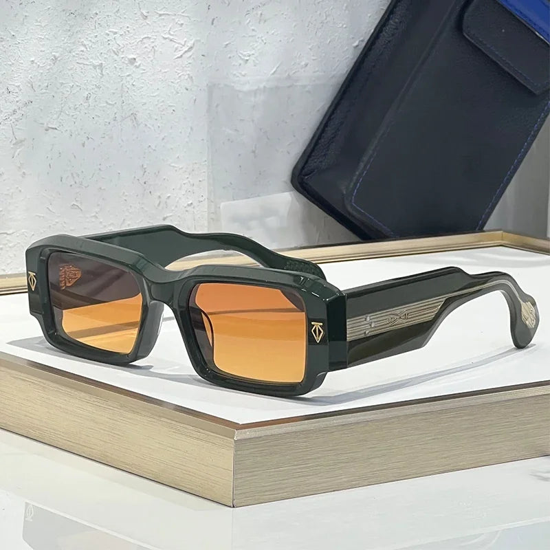 RBB Thick Acetate Rectangle Sunglasses – UV400 Gradient Lenses, Unisex Luxury Designer Shades