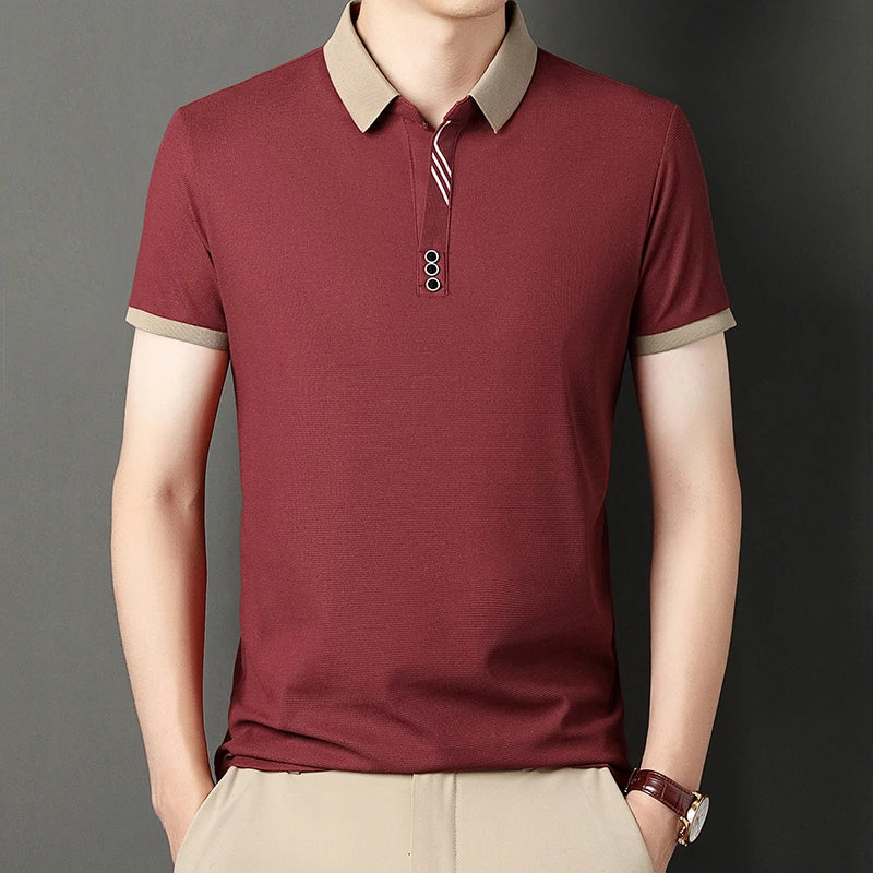 RBB Men's Solid Color Casual Short Sleeve Polo Shirt – Summer Comfortable Top for Business & Leisure