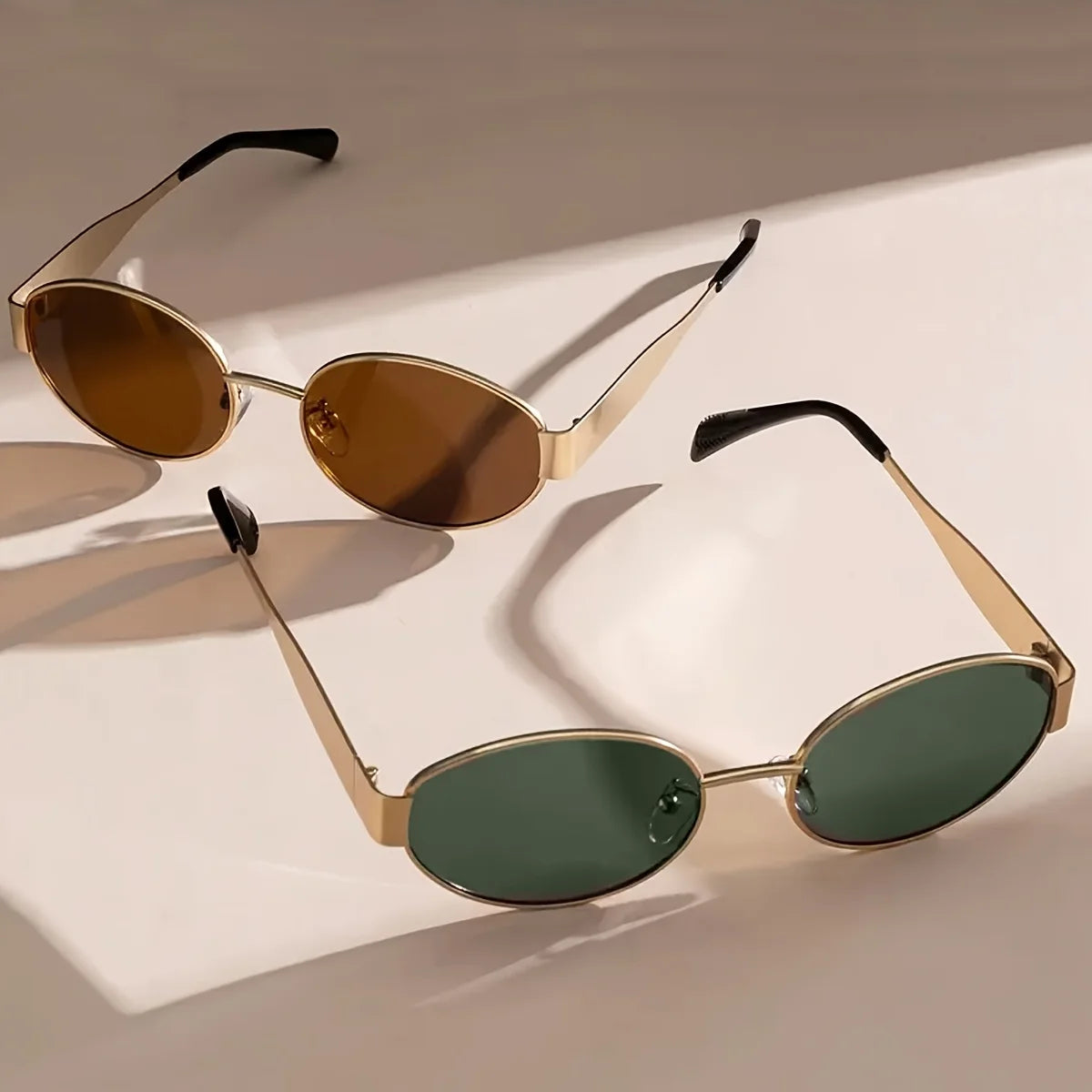 RBB Fashion Sunglasses – 2 Pairs Unisex Retro Oval Metal Frame Travel Eyewear Set