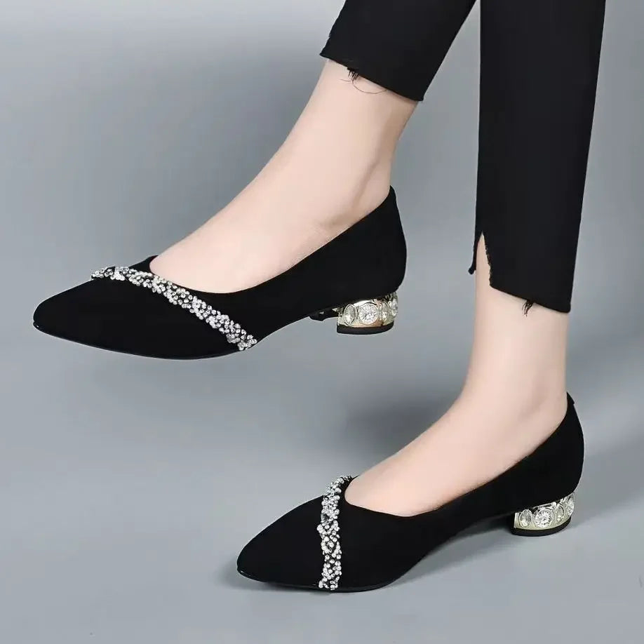 RBB Luxe Block Heels – Elegant Pointed Toe Chunky Pumps for Office & Everyday Chic