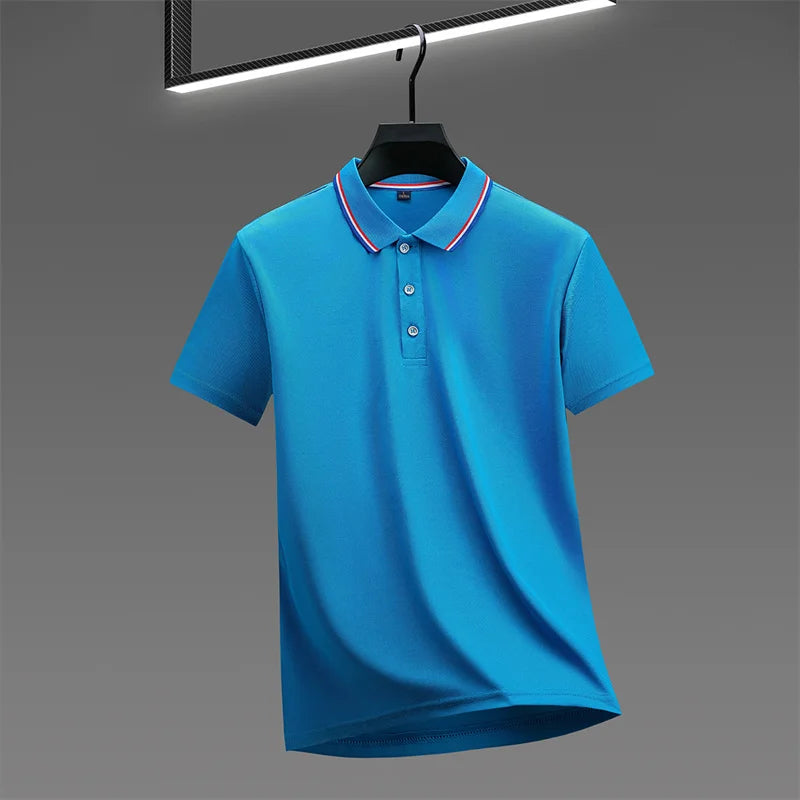 RBB 2025 Men’s Casual Solid Color Polo Shirt – Short Sleeve, Summer Fashionable & Comfortable Versatile Top