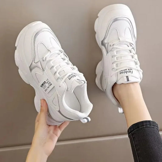 Women’s White Sport Sneakers – Thick Sole, Ultra-Light Platform, Casual & Running Shoes (Spring/Autumn 2025)