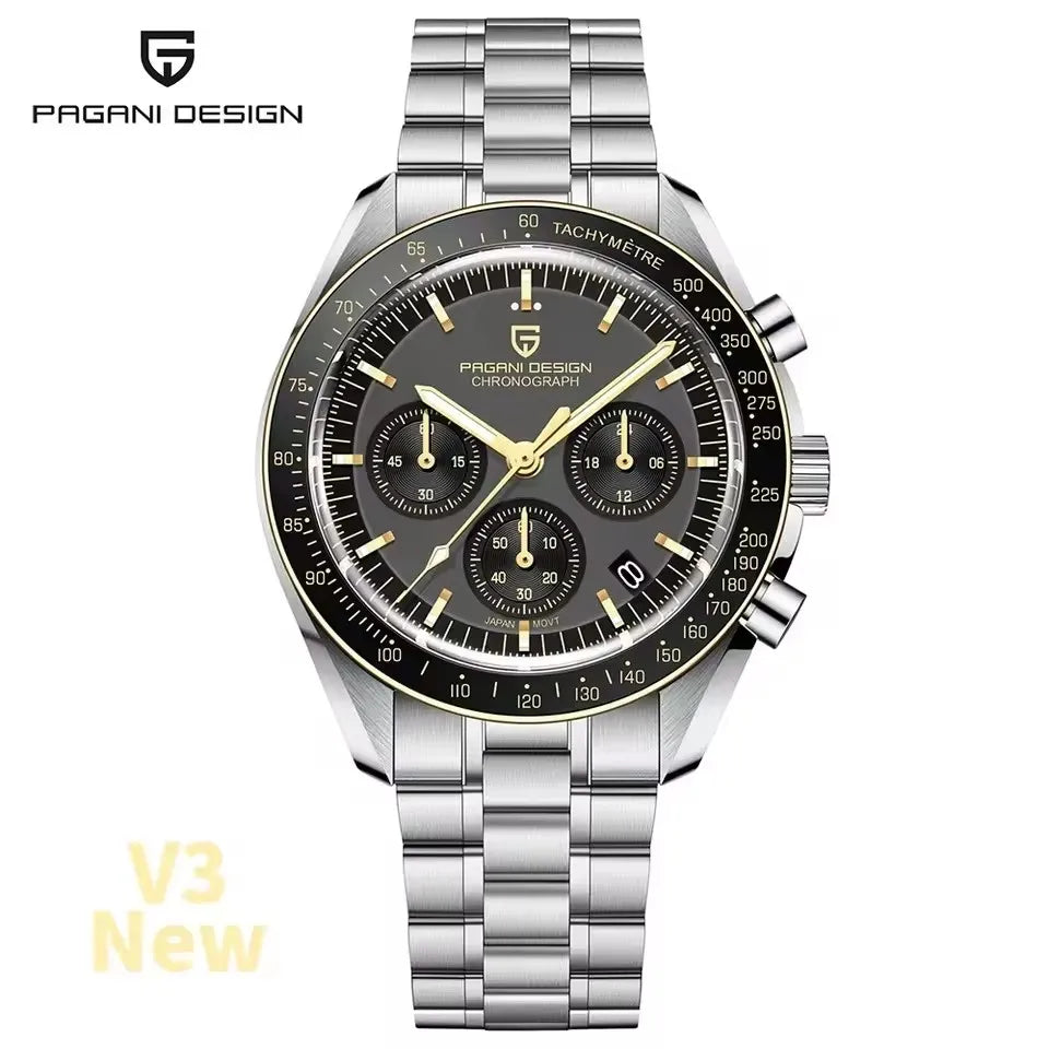 RBB 2025 DESIGN V5 Moon Men's Luxury Quartz Chronograph Watch – Waterproof Sport Stainless Steel Timepiece
