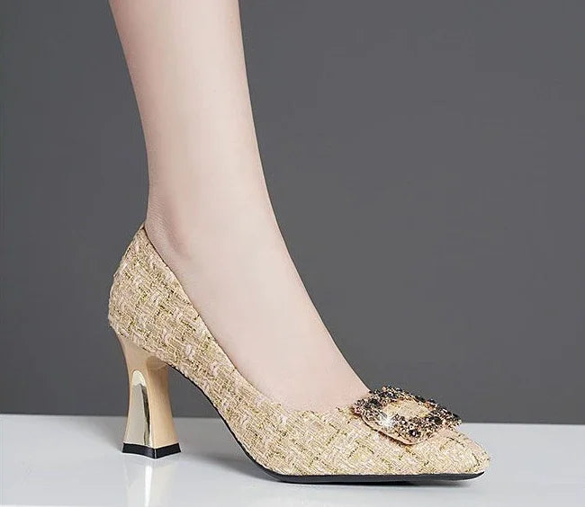 RBB Diamond Rhinestone High Heel Pumps – Women’s Formal Pointed Toe, Size 39