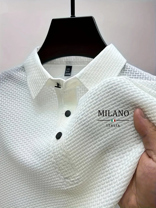 RBB Classic Men’s Polo Shirt – Milan-Inspired Pattern, Soft & Breathable Quick-Dry Fabric | Casual Short Sleeve T-Shirt