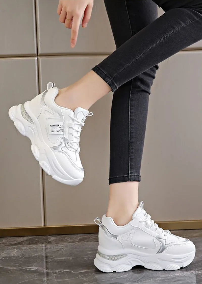 Women’s White Sport Sneakers – Thick Sole, Ultra-Light Platform, Casual & Running Shoes (Spring/Autumn 2025)