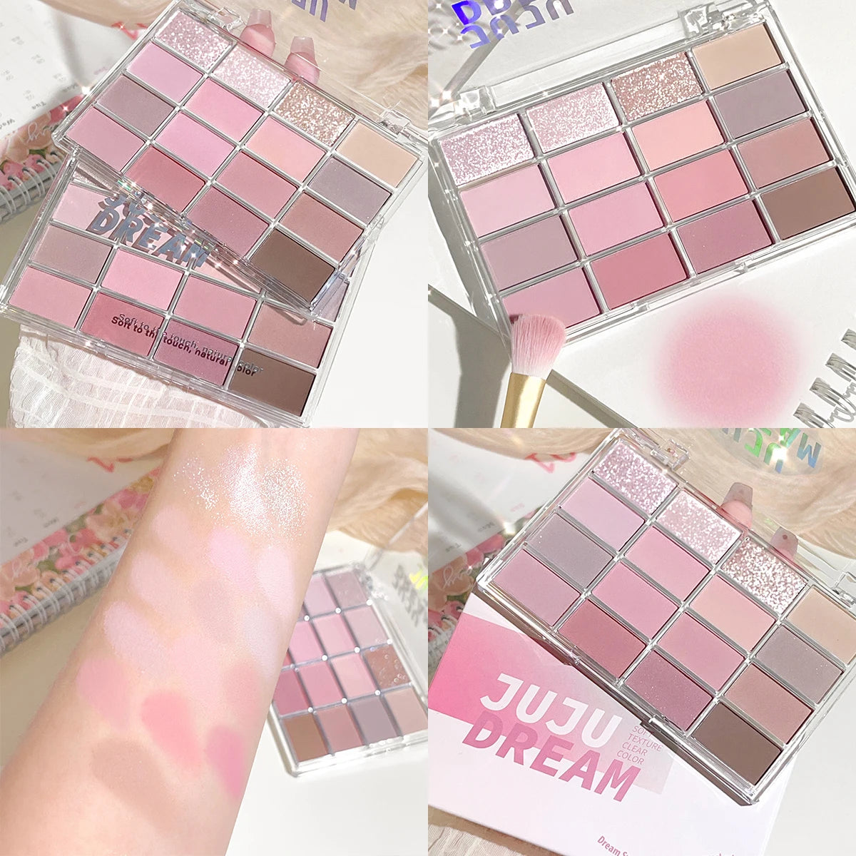 16-Color Eyeshadow Palette – Pearlescent Matte Shades for Natural Daily Makeup