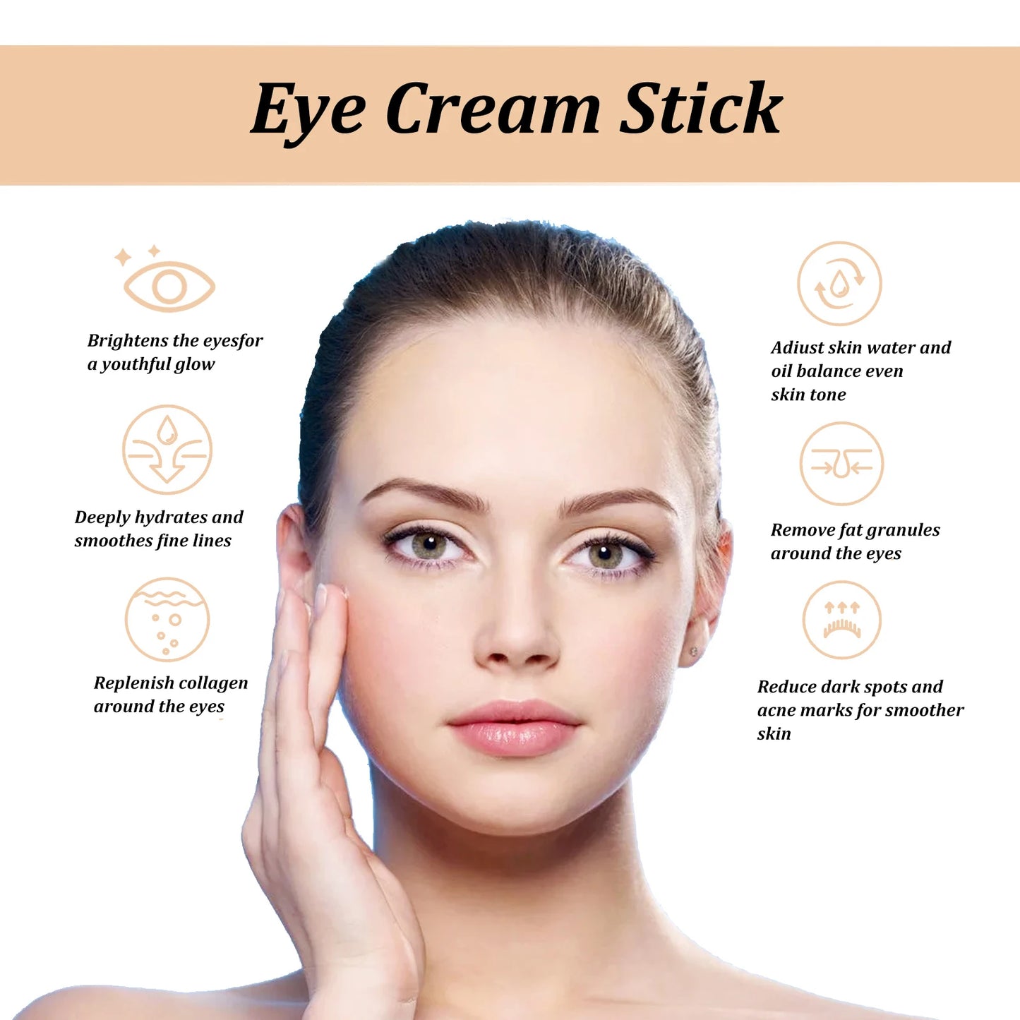 Snail Collagen Eye Cream Stick – Fade Fine Lines, Dark Circles & Puffiness, Firming & Moisturizing