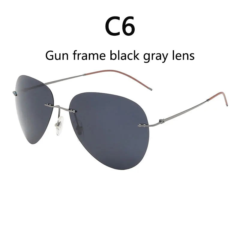 RBB Ultra-Light Frameless Photochromic Sunglasses | Polarized Titanium Goggles for Day & Night Driving & Fishing