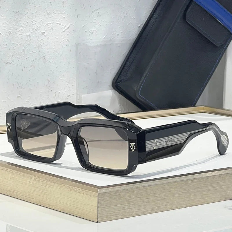 RBB Thick Acetate Rectangle Sunglasses – UV400 Gradient Lenses, Unisex Luxury Designer Shades