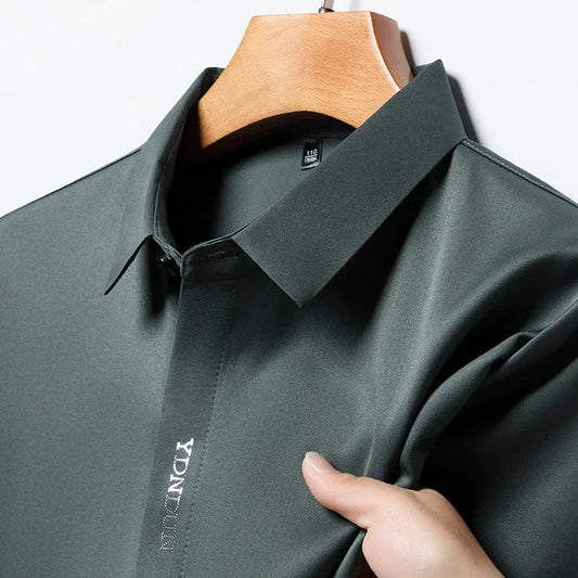 RBB Men’s Business Casual Short Sleeve Shirt – Wrinkle-Resistant Solid Color