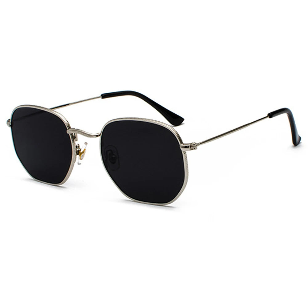 RBB Small Square Metal Frame Sunglasses – Mirrored UV400 Unisex